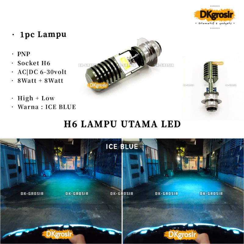 COD Lampu Depan LED Lampu Utama H6 Cahaya ICE BLUE Motor Matic Bebek HIGH LOW 2 SISI AC DC