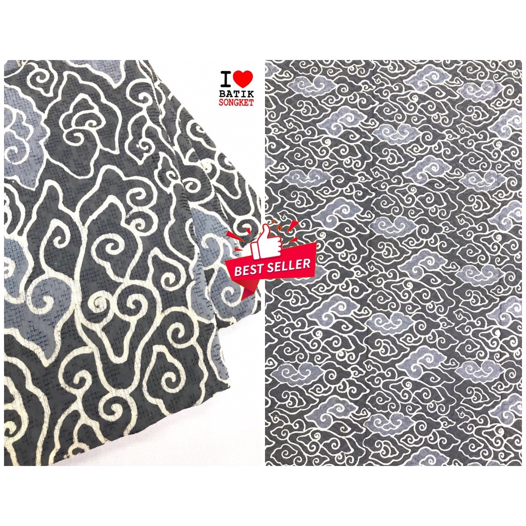 VISCOS ABU PASTEL MOTIF 3 CIREBON BAHAN KAIN BATIK CAP VISCOSE VISKOS ATBM MEGA MENDUNG