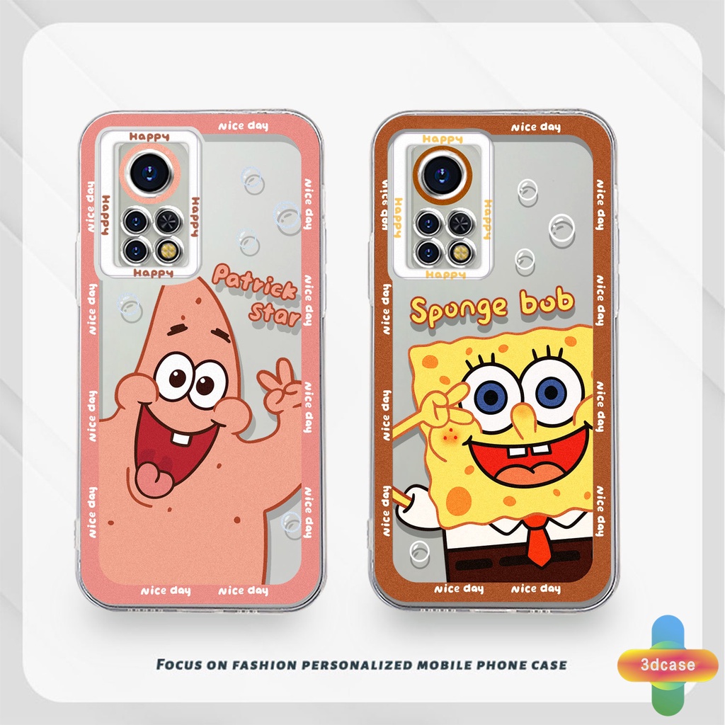 Casing Soft Case Infinix Hot 10 11 Play 10 10t 10s NFC 10i 9 Pro 10 Lite 11 Plus Hot 9 Play 11 11S NFC Infinix Smart 6 5 4 4C 5 Pro Tencno Spark 5 PRO A15 A16 A9 A5 A7 A5S Y12 Y20 Y15S Y21S A12 Cartoon SpongeBob SquarePants Transparent Case