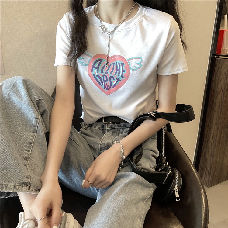 [littlecrab] Kaos Crop Wanita All The Best Atasan Wanita Trend Kekinian Atasan Korea Korean Style