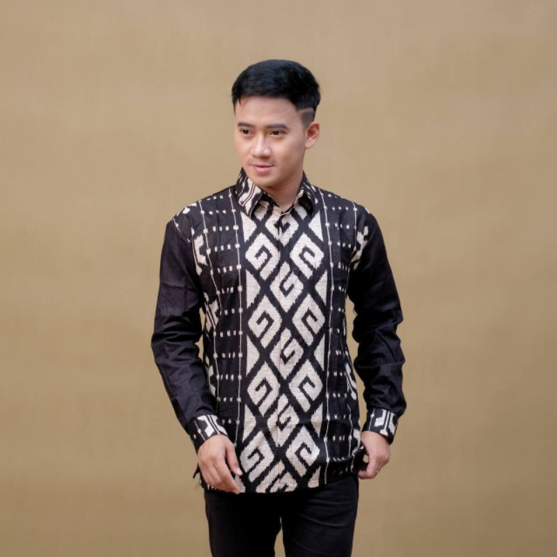 BSWART Batik HRB026 kenongo Hem Pendek anjani biru Pekalongan M L XL Batik Pria MURAH Modern Grosir