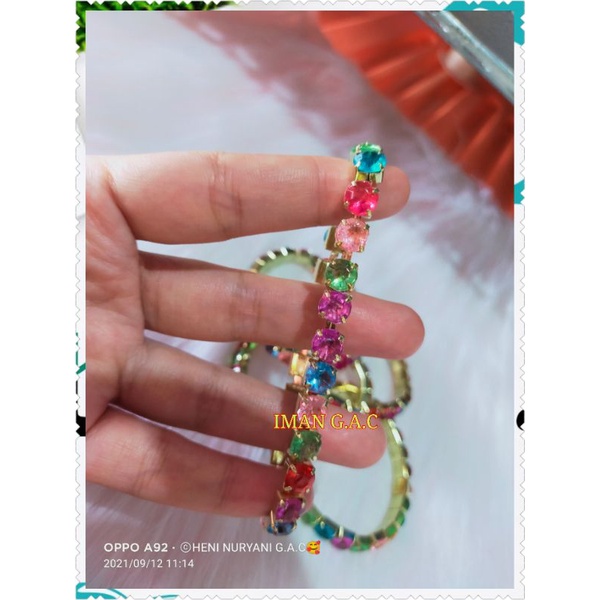 gelang keroncong india anak isi 3pcs/gelang keroncong karet permata anak