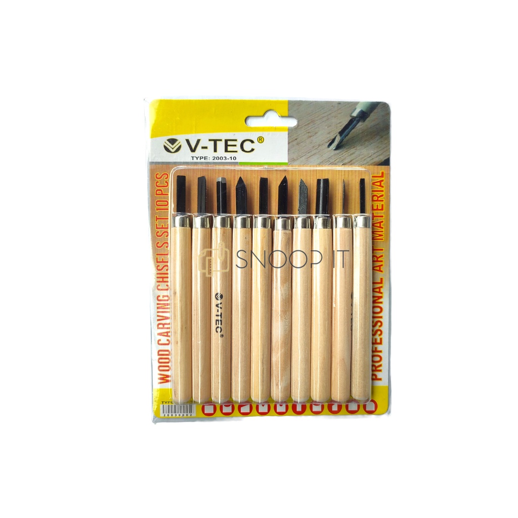 

V-Tec Wood Carving Chisels Set 10/ Vtec Pisau Ukir Set 10/ Alat Ukir Kayu V-Tec – Set 10 SHSNP