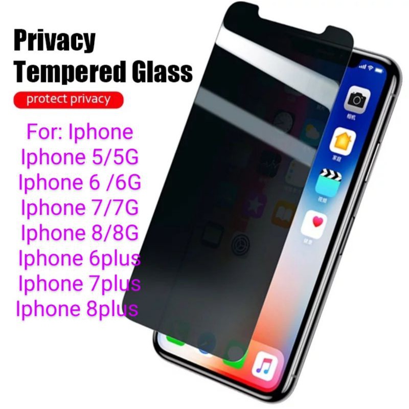 Iphone 5 6 7 8 6G 7G 8G Plus Antigores Tempered Glass Spy TG Screen Guard protector Privacy