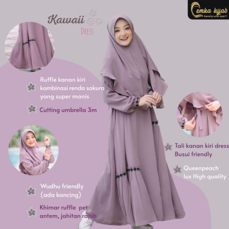 GAMIS SET KAWAII DRESS ORIGINAL BY EMKA HIJAB