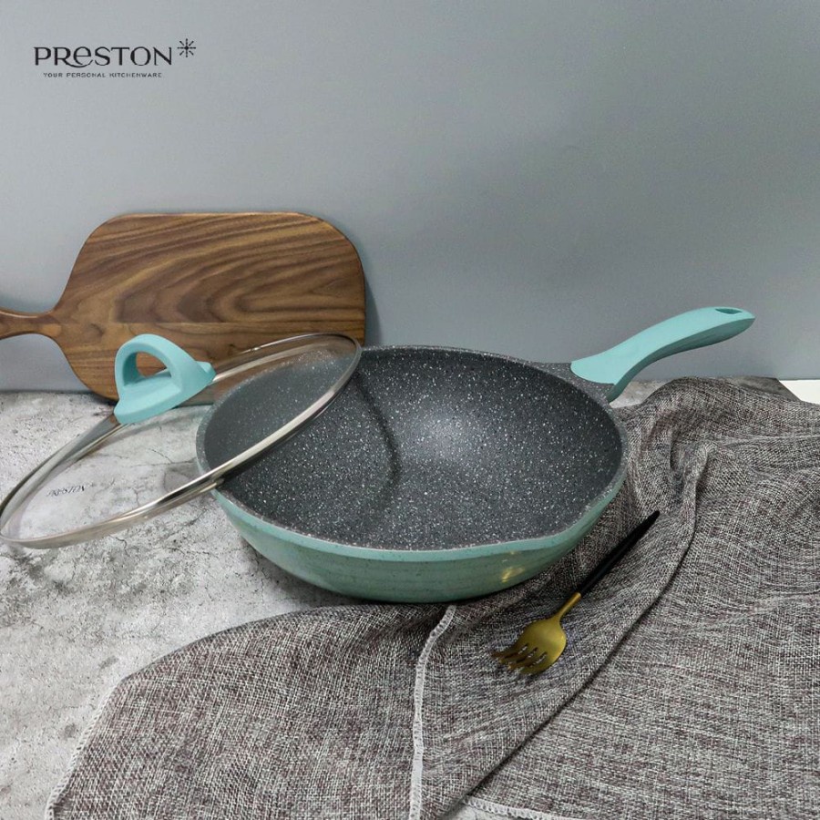 PRESTON COOKWARE - Ocean Island Granite Wok 28cm Penggorengan Anti Lengket / Alat Masak Kekinian / Gift Wajan