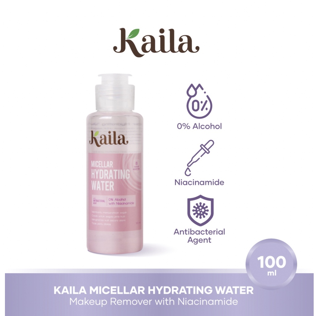 KAILA Micellar Hydrating Water | Infused Micellar Water | Makeup Remover with Niacinamide - 100mL