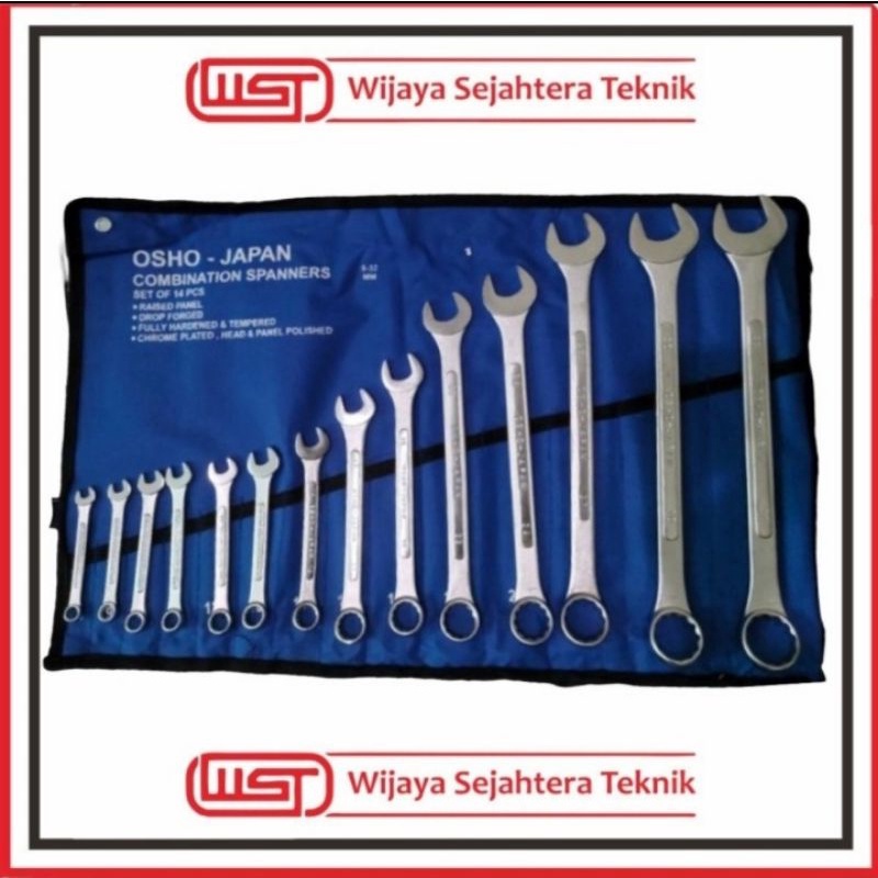 Osho Kunci ring pas set 14 pcs 8-32 mm Kunci pas ring set kombinasi