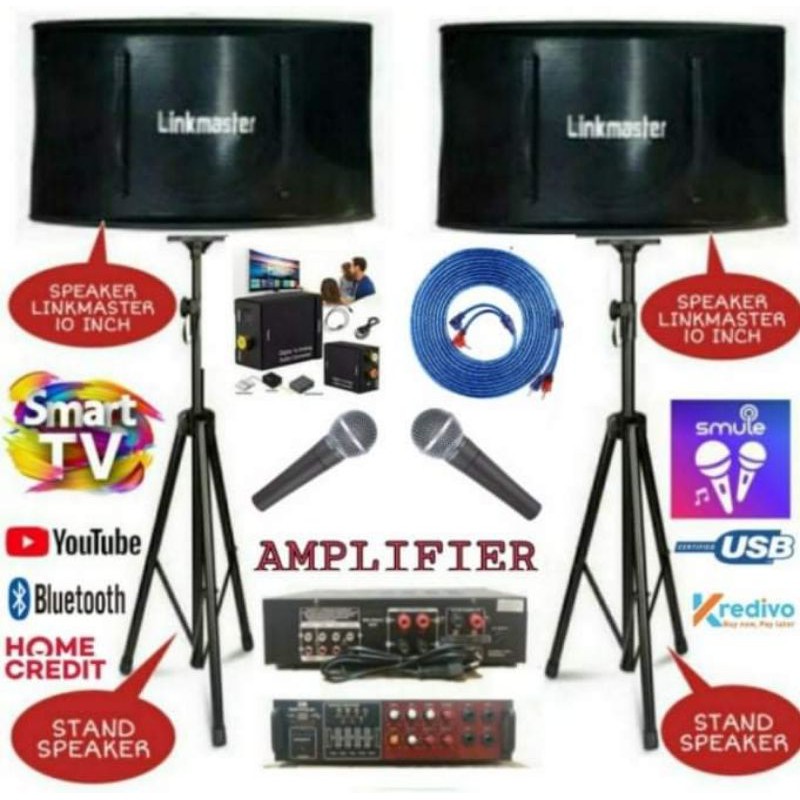 Paket karaoke sound system link master 10 inch upgrade ampli Mixer power