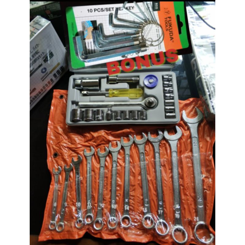 Kunci Sok 21 Pcs Kombinasi +Kunci Ring Pas Set 'Diamond' 11 pcs