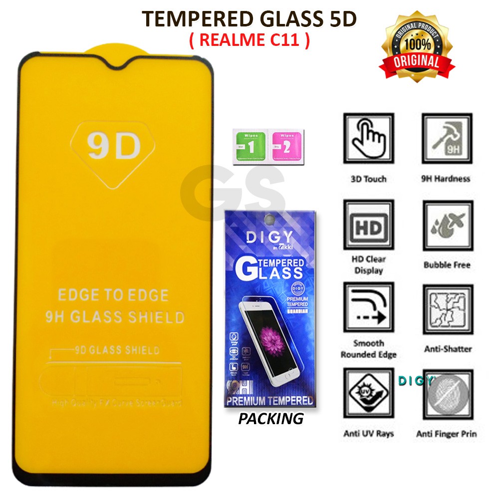 Tempered Glass 5D 10D FULL RAKKI REALME 2 2 PRO 3 PRO 5 PRO 6 7 C2 C11 C12 C15 C17 7i K1 U1 X