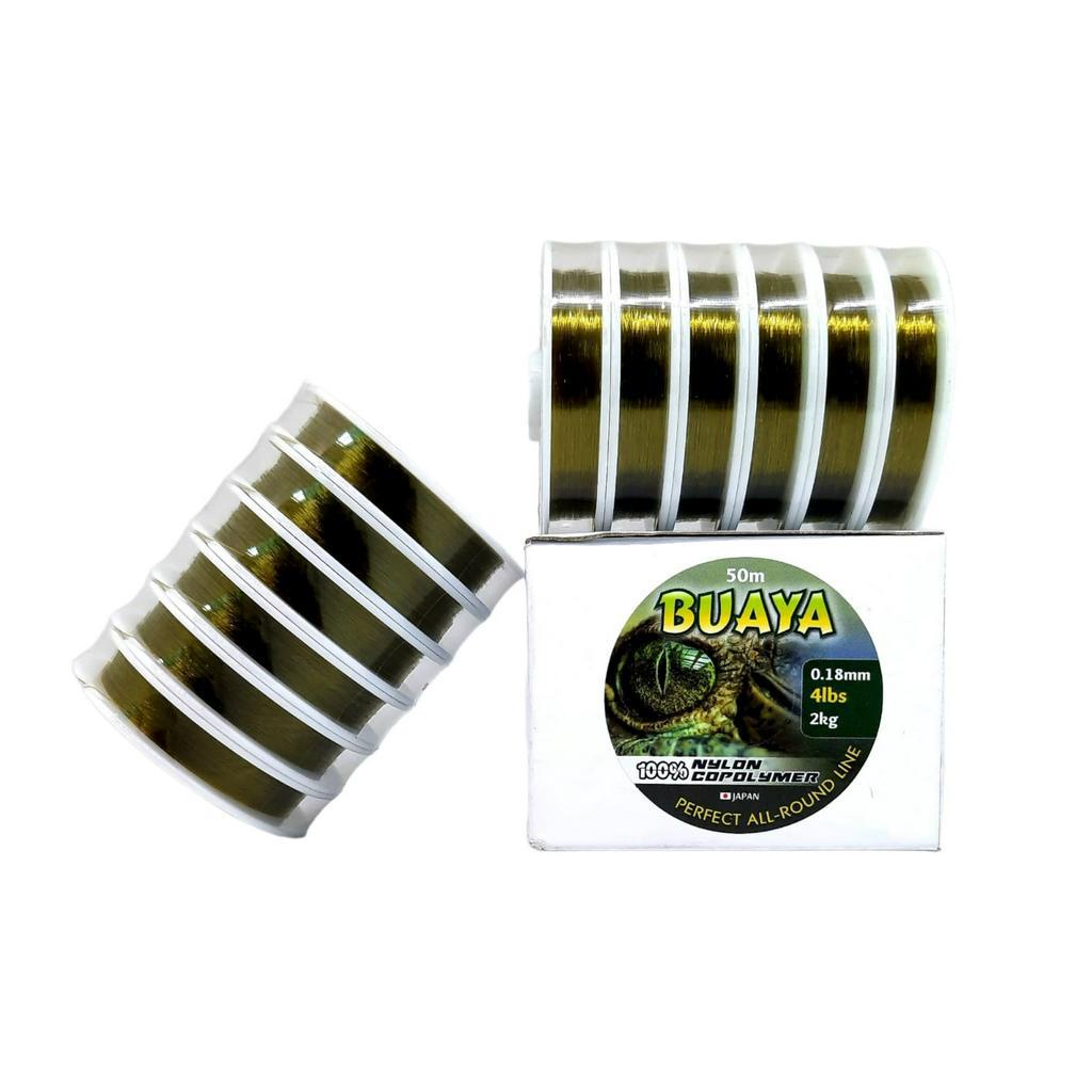 Senar Pancing BUAYA 50M Warna Olive Green 100% Nylon Copolymer Super Kuat