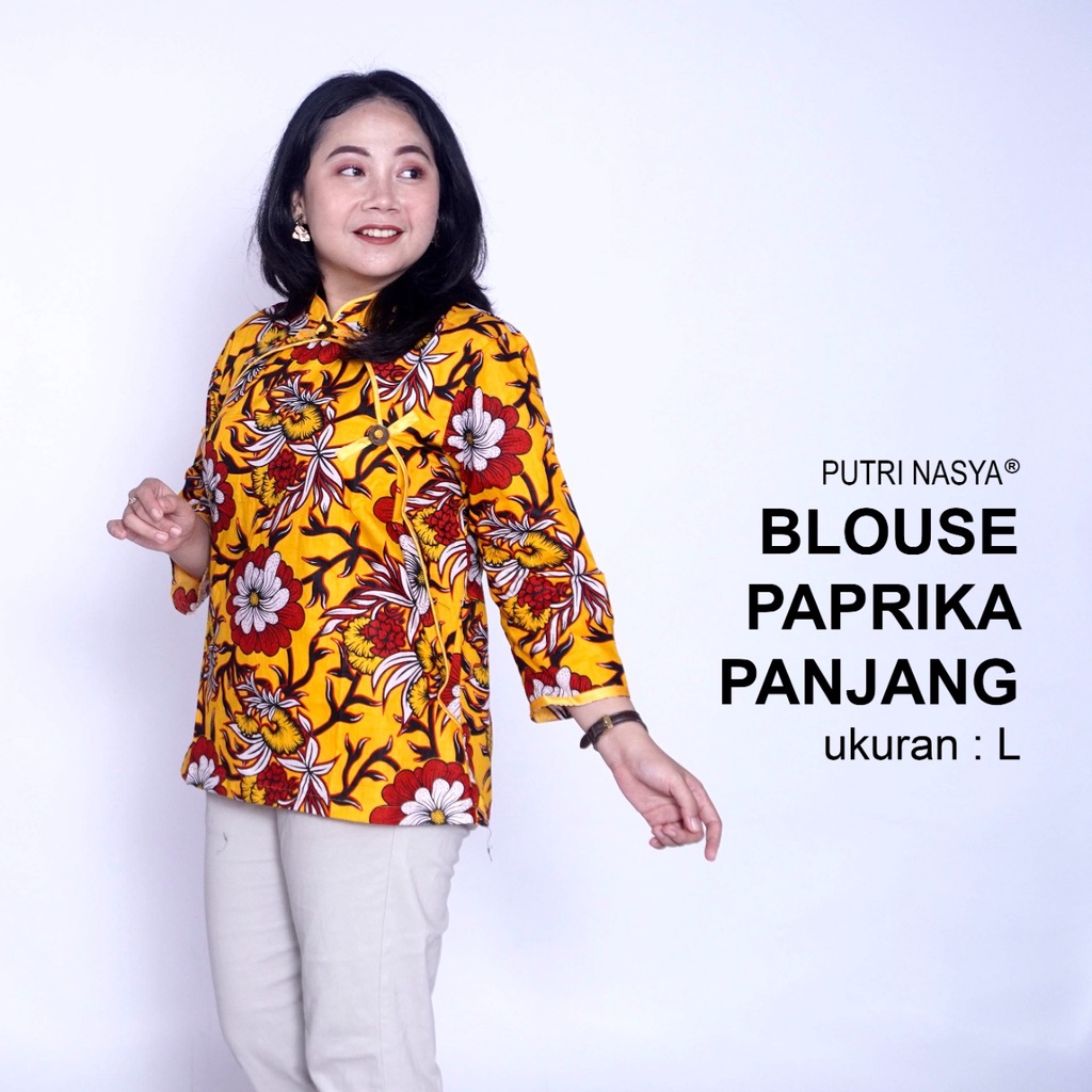 Blouse Batik Big Size Wanita Atasan Batik Jumbo Lengkap M-L-XL-2L-3L-4L-5L-6L-7L Model Blus Jumbo Seragam Batik / Atasan Batik Kerja Kantor / Pakaian Batik Kekinian Wanita LD 140