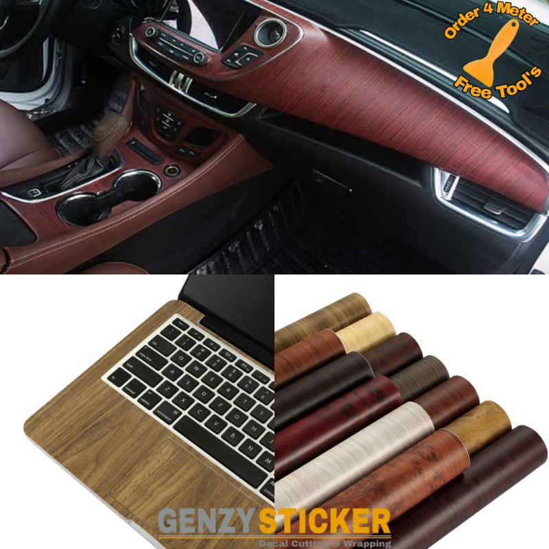 Stiker Skotlet Dasbor Mobil Motif Serat Kayu Sticker Interior Motif Serat Kayu