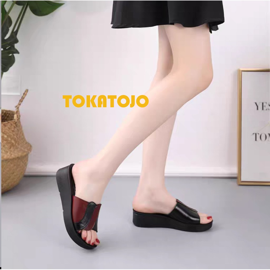 Sandal wedges wanita terbaru/sandal wanita fashion korea/sandal hak 5cm