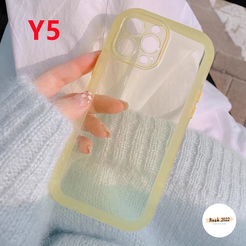 Case Pelindung Lensa Transparan Warna Macaron Fluorescent Untuk IPhone XR Xs Max X 11 12 Pro Max
