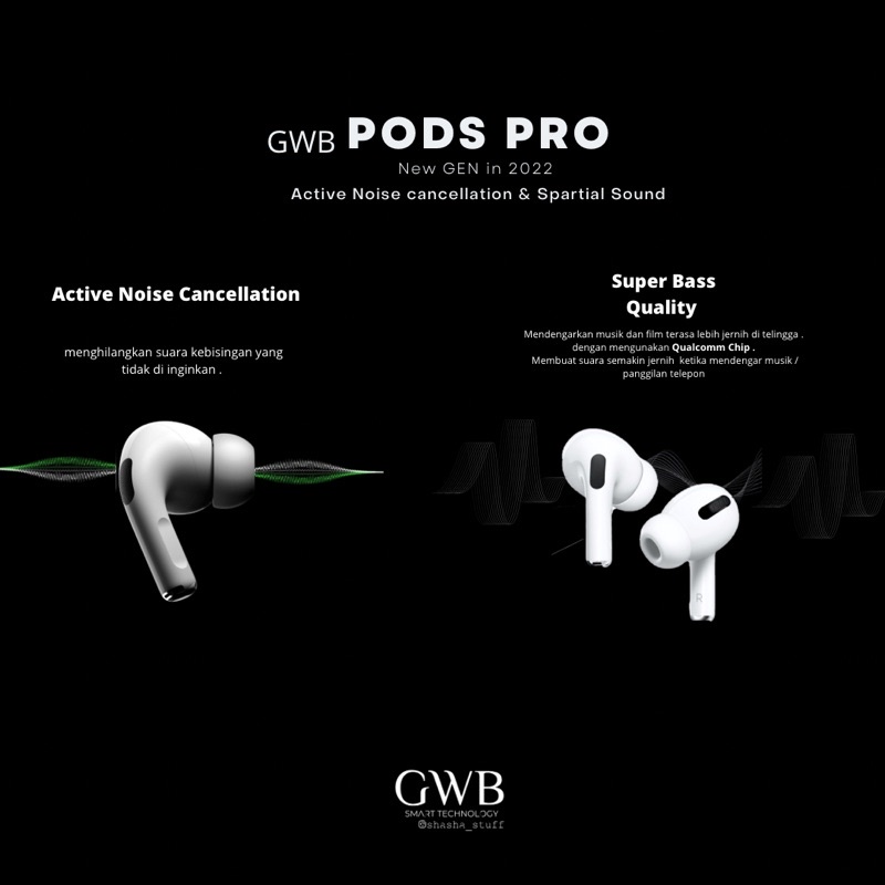 BERGARANSI✅ Pods PRO NEW i 2022  Active Noise Cancellation &amp; Transparency Mode