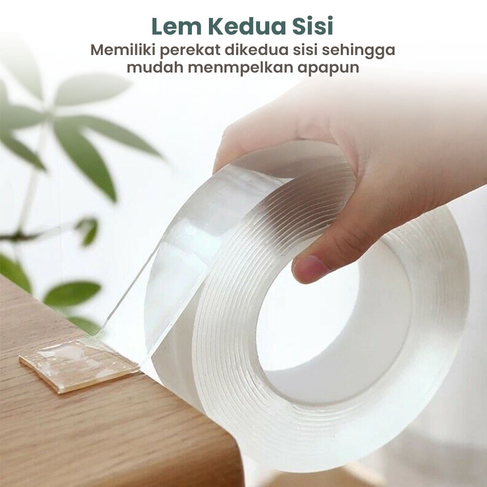 Double Tape Bening Tahan Air 30Mm X 5M Acrylic Washable Reuse Ivy Grip Isolasi 3Cm X 5M