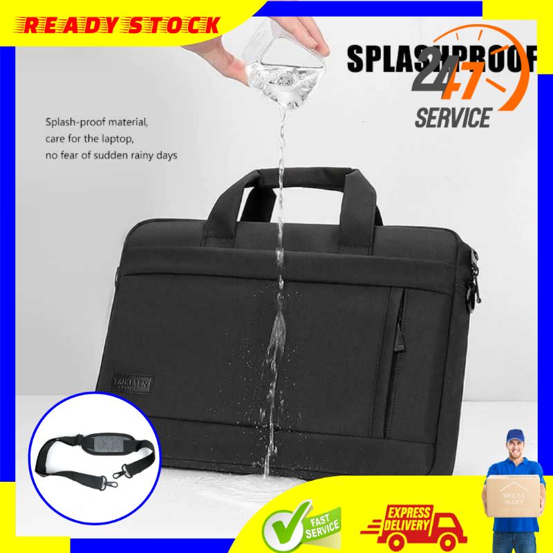 BARU SM Tas Sleeve Case Laptop Jinjing Selempang Pria Wanita 14 Inch 14inch Bahan Kulit Waterproof A