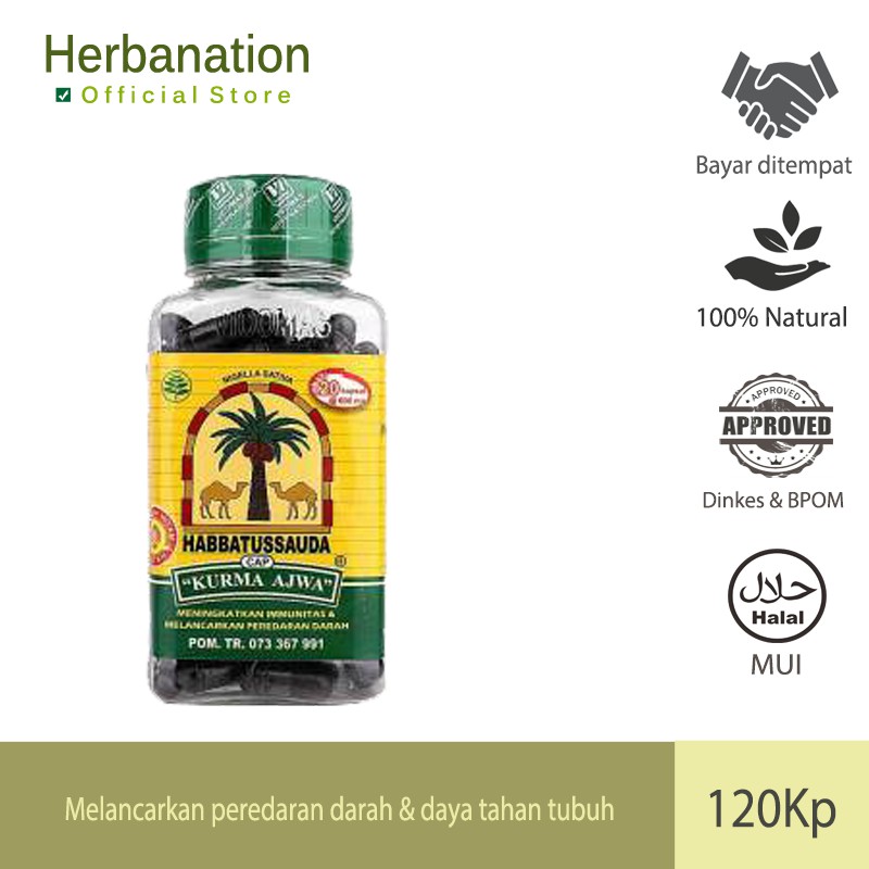 (Bonus Sabun) Habbatussauda Cap Kurma Ajwa Orizinal 120 Kapsul, Obat TBC, Obat paru paru basah