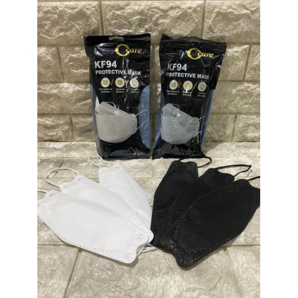 Masker KF94 isi 10 pcs murah / Masker KF 94 Hitam Putih Abu