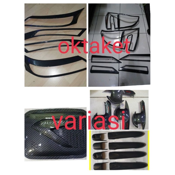 paket lengkap garnish outer handle tank cover avanza xenia 2019 full carbon