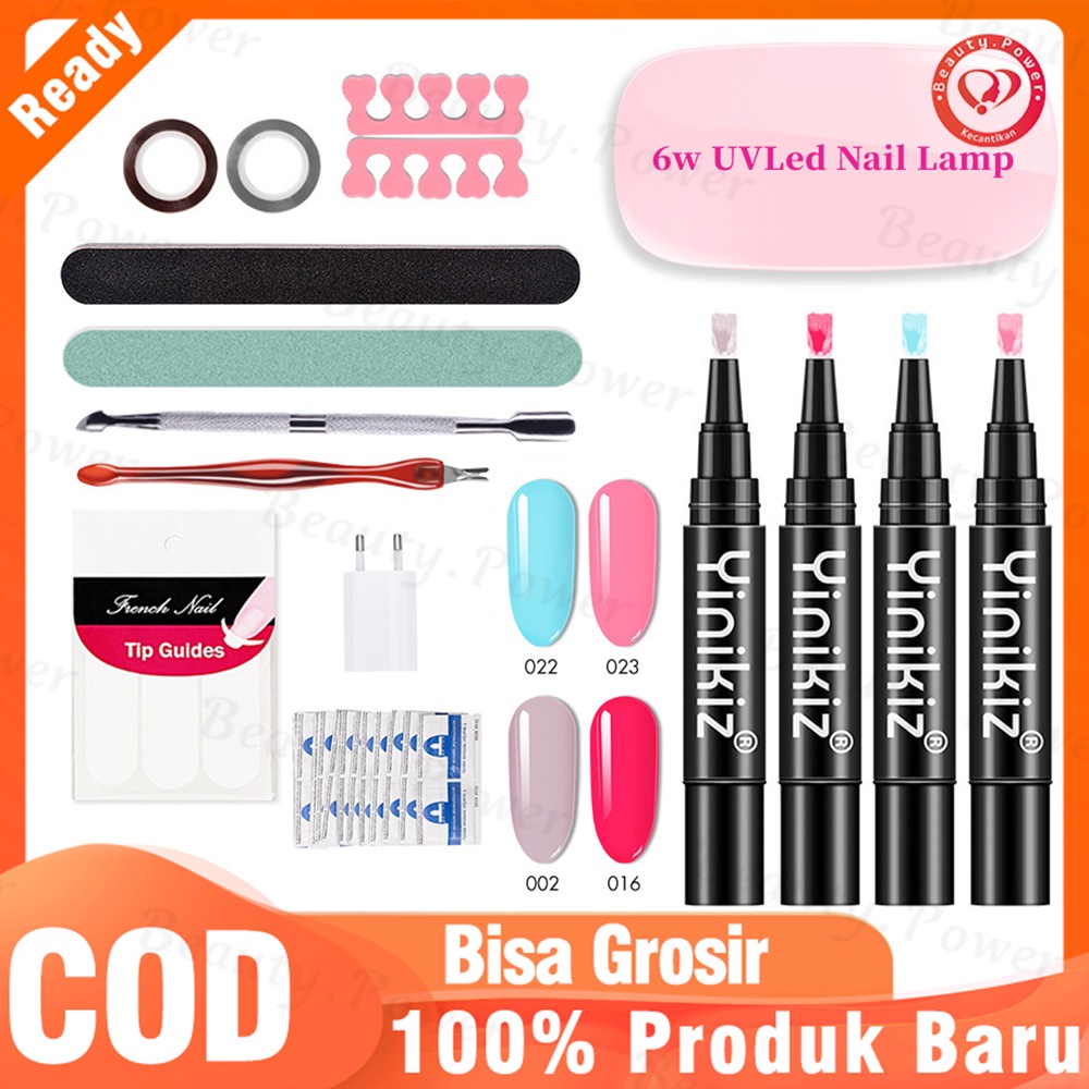 Paket Nail Art Lengkap Nail Art Set Lampu Kuku UV 6W dan 4 warna gel  Kuku Kitset Kuas Seni Kuku