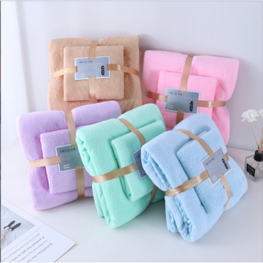 HANDUK MANDI SET 2IN1 / HANDUK SET 2IN1 IMPORT  COTTON TOWEL IMPORT MURAH / HANDUK SULTAN 1 SET ISI 2 PICS AKSESORIS SOVENIR PERNIKAHAN