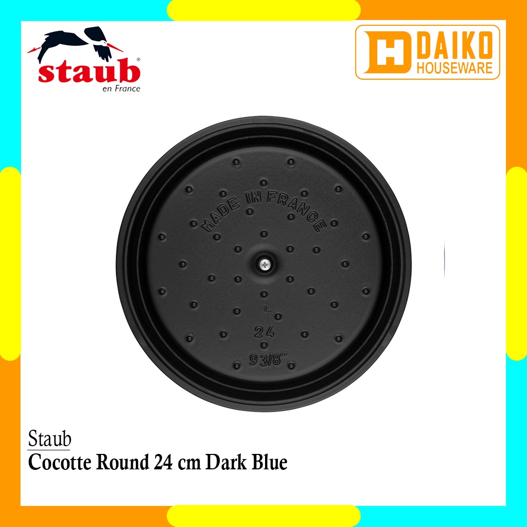 Panci Staub Cocotte Round 24cm Dark Blue Cast Iron Cocok Untuk Semua Jenis Kompor Original Staub