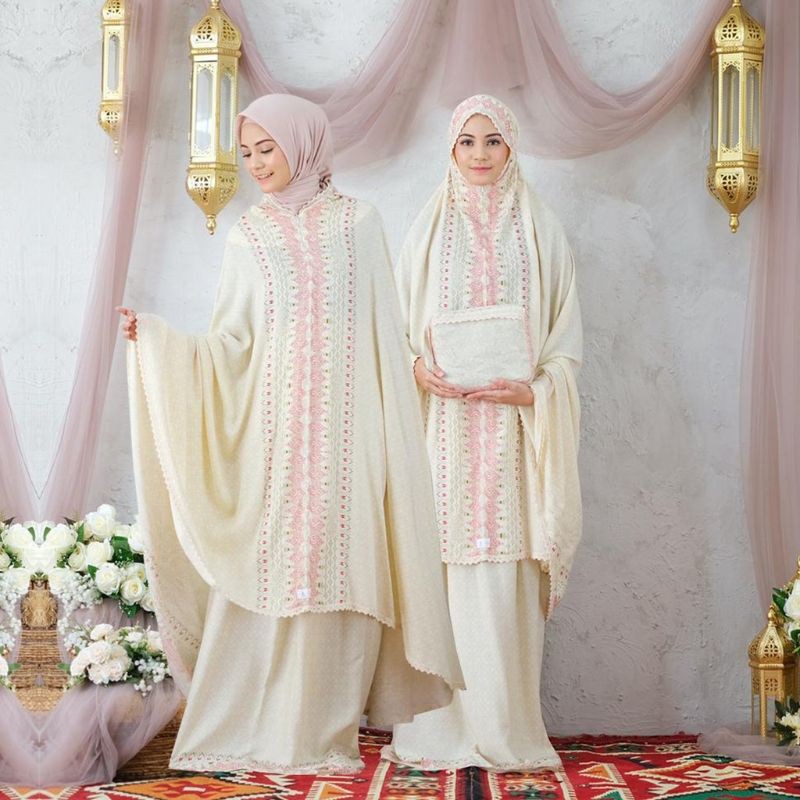 Mukena Baneska Border Galia Brown 2in1