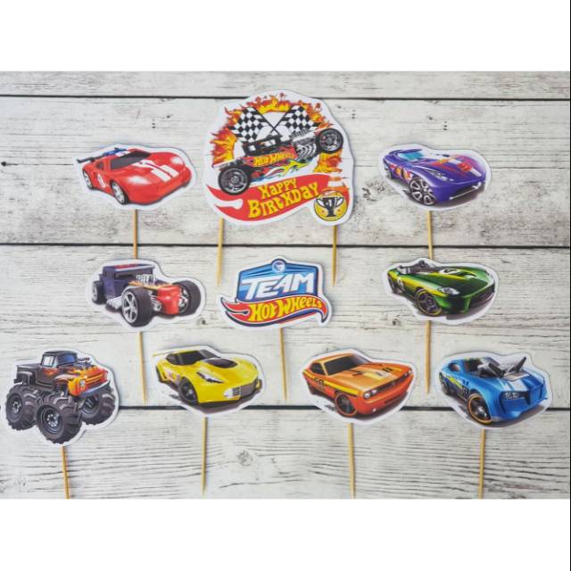 Hot Wheels Birthday Cake Topper Cupcake Pudding Monster Trucks Tumpeng Hampers Hiasan Dekorasi Kue U