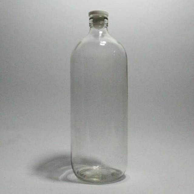  Botol  Kaca 1  Liter  Tutup Cleb Plastik Putih BARU 