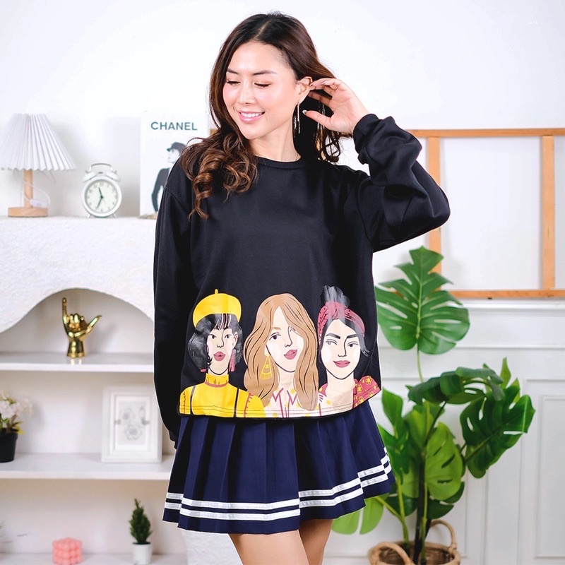 BEFAST - ZGW OOTD Sweater Crop MOKA / FLEECE Sweater Selza / Sweater Wanita Keluran Terbaru / Pakaian Wanita Kekinian / Sweater Casual / Atasan Wanita Lengan Panjang / Sweater Motif / Fashion Ala Korean style / Sweater Termurah / Trendy