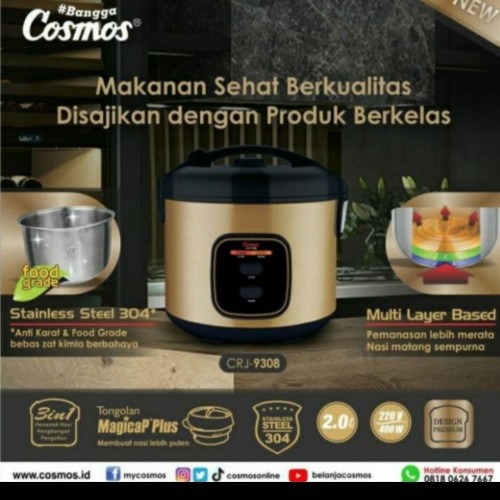 Rice Cooker Cosmos 2Liter CRJ 9308/Magic Com Stainless Stell