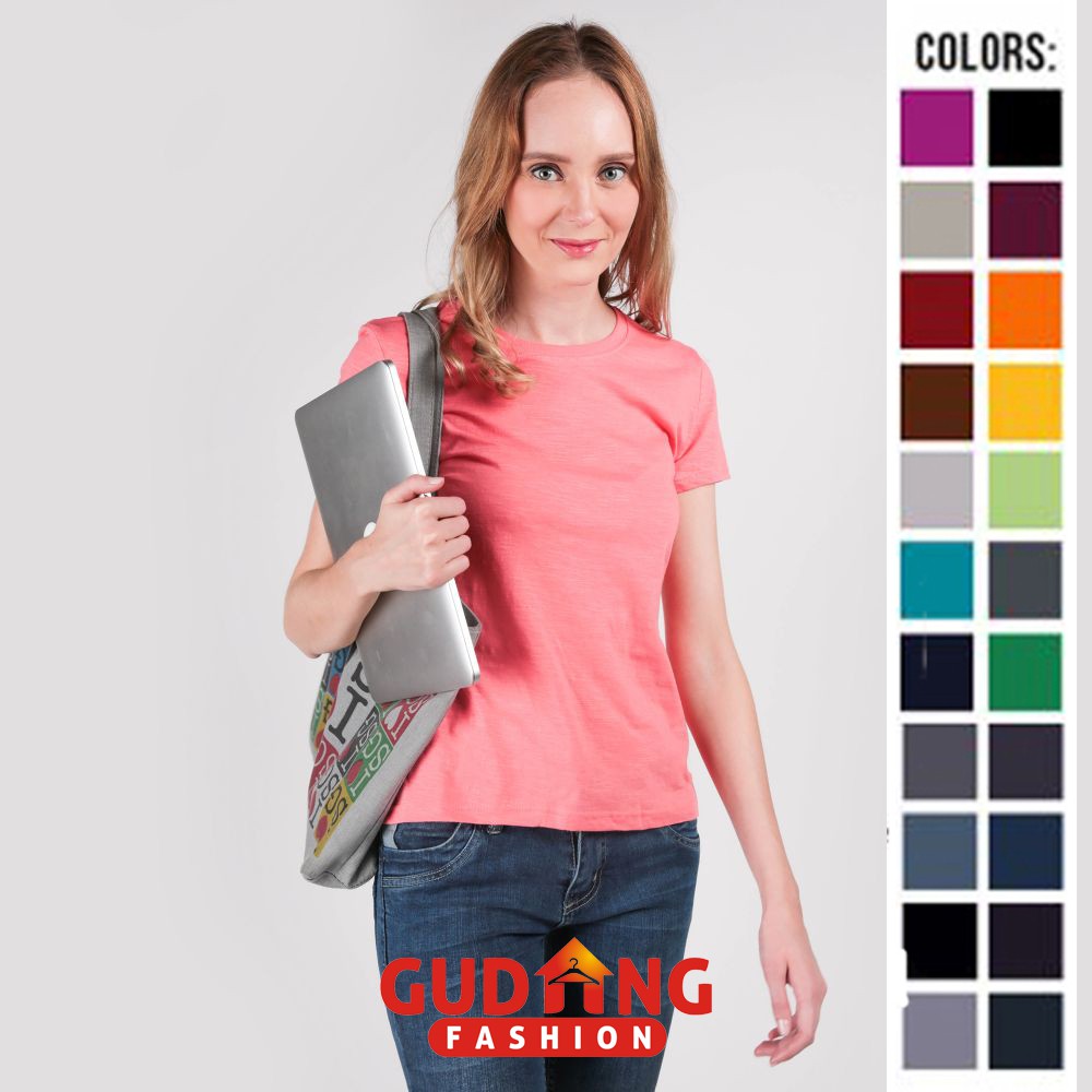 Tshirts Basic Kaos Polos Wanita Lengan Pendek Kerah O Katun Combed - Banyak Pilihan Warna FW (COMB)