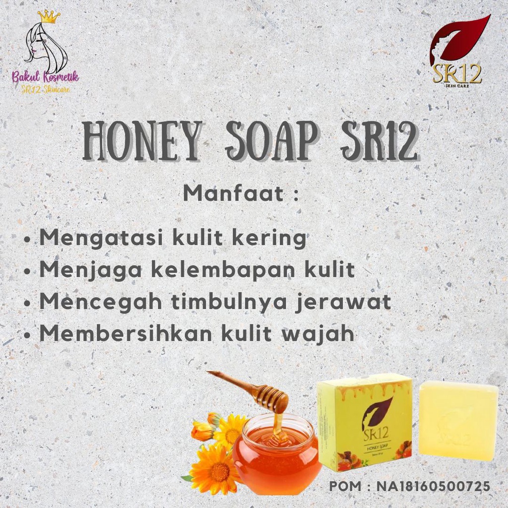 Herbal Soap Honey SR12 Sabun Madu Pencuci Muka Kulit Wajah Kering dan Sensitif