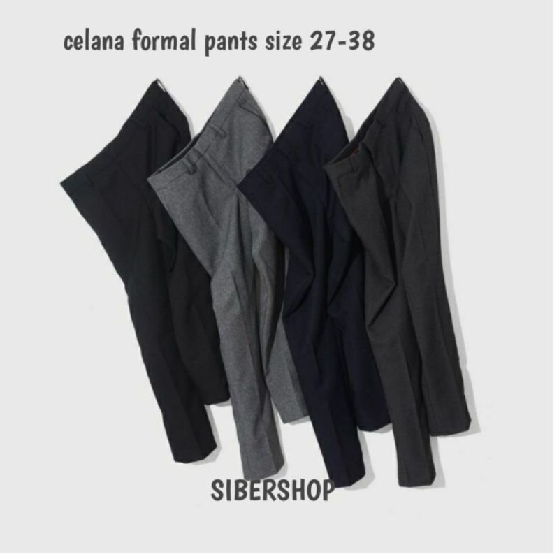 CELANA BAHAN | KERJA | FORMAL | KANTOR | PANJANG | HITAM | DASAR PRIA SLIMFIT