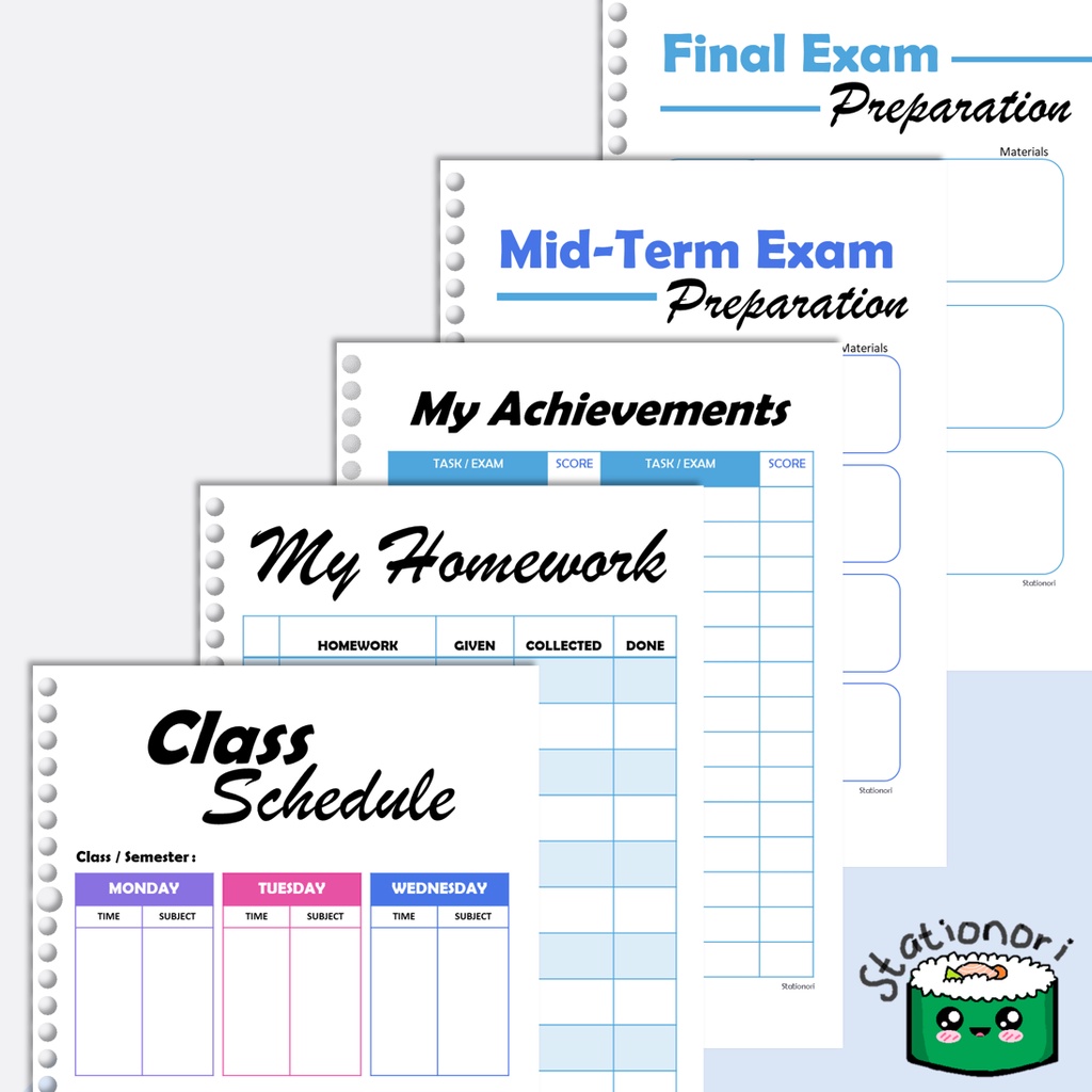 

School Study Planner / Planner Sekolah (Isi Binder Planner B5 & A5) by Stationori