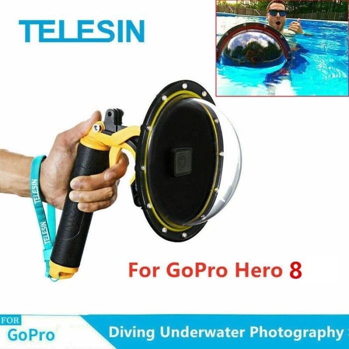 KAMERA TAS & CASE KAMERA TELESIN DOME PORT UNDERWATER 6 INCH ACRYLIC BASE FOR GOPRO HERO 8