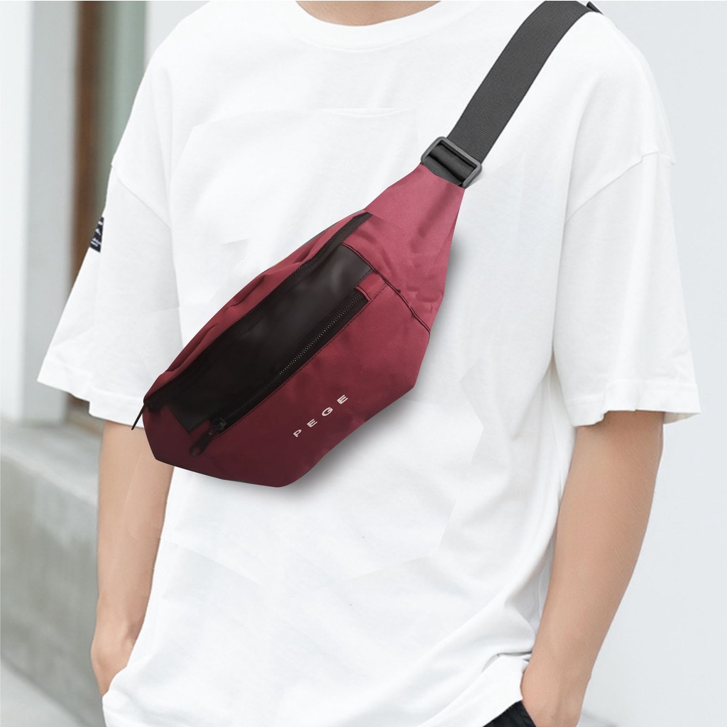 Tas Selempang Waistbag Pria PEGE Slempang Slingbag Bahu Cowok Kasual Keren Murah - PG 8860