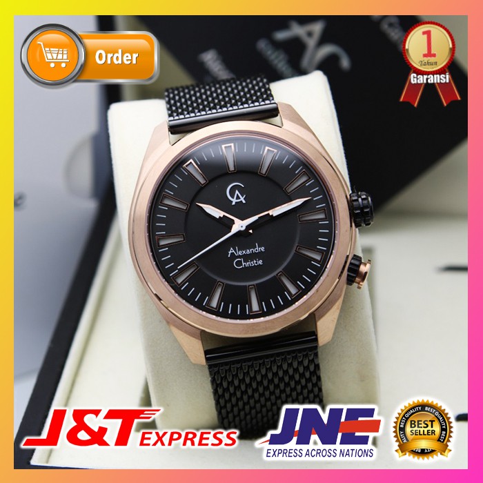 JAM TANGAN ALEXANDRE CHRISTIE ALEXANDER CHRISTIE PRIA COWOK ORIGINAL ORI AC 8630 ROSEGOLD BLACK