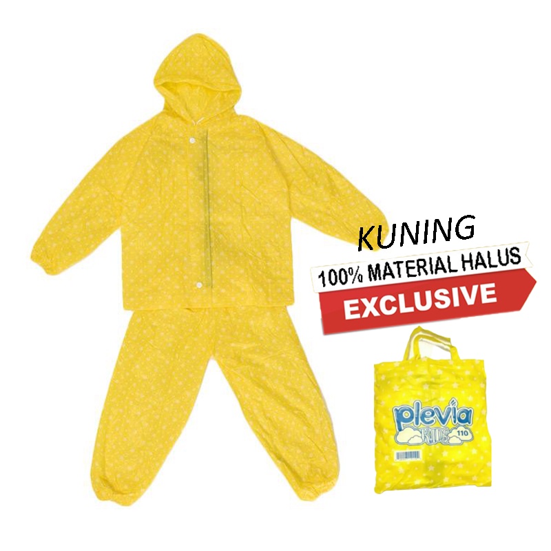 Termurah! Jas Hujan Anak setelan jaket celana oneset Original plevia 110 / star kids plevia motif bintang / jas hujan anak murah laris &amp; lucu / FREE TAS