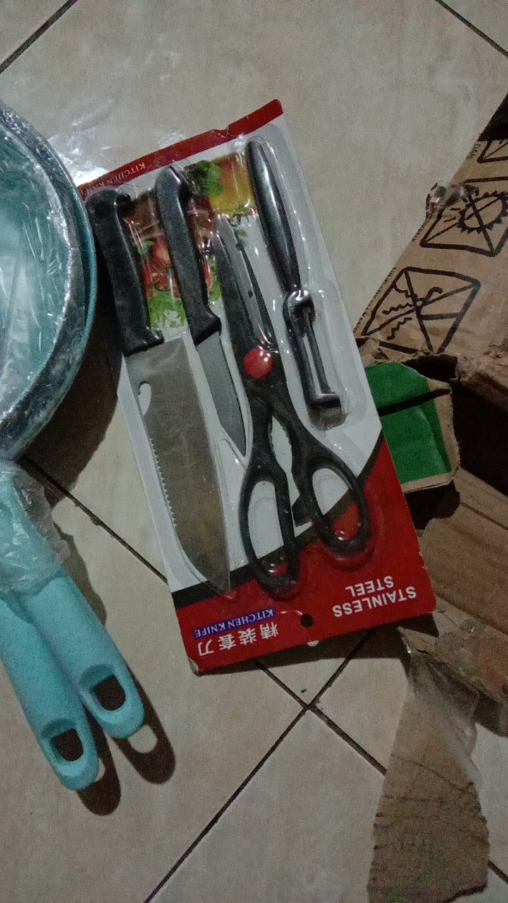 Pisau Set Gunting Peeler Pisau Dapur Stainless Steel Knife Set 4 In 1