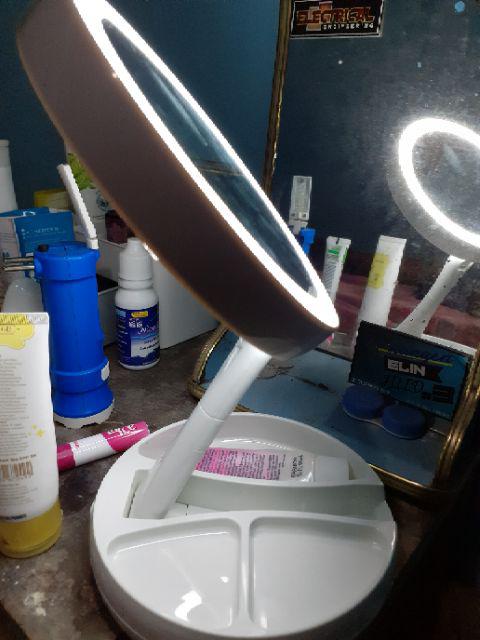 Cermin Led Stand Miror Led - Kaca Depan Belakang Led Kaca Beauty Blogger Kak-100