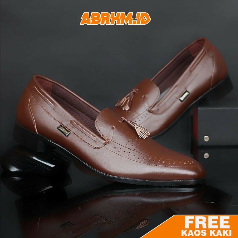 ABRHM x DERROSA Sepatu Formal Pria Sepatu Pria Casual Kulit Asli Sepatu Pantofel Sepatu Kasual Oxford Kerja Kantor Kuliah Kondangan Gaya Keren Kekinian Original Murah Terlaris