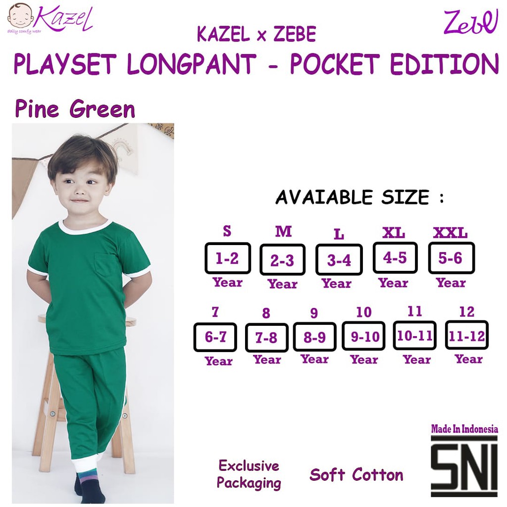 Kazel X Zebe Setelan Piyama Playset Longpants - Pocket Edition BAJU ANAK SML-XXL