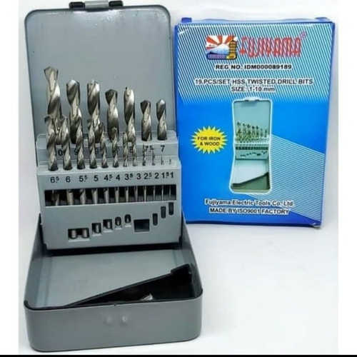 ORIGINAL FUJIYAMA Mata Bor Besi Set 19 Pcs HSS 1 - 10 mm Drill Set