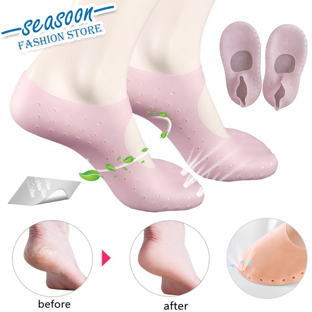 Kaus Kaki Bahan Silicone Gel Lembut Elastis Atasi Kulit Kasar Pecah-Pecah, Rawat Kaki Bagi Pria dan Wanita