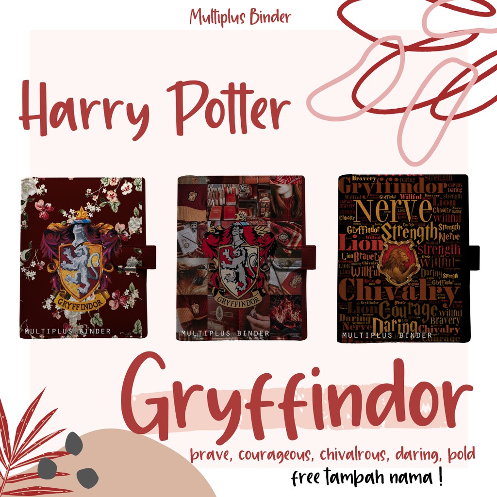 

Binder Custom Harry Potter Gryffindor 26 Ring B5 / 20 Ring A5 / 6 Ring A6 Free Tambah Nama!