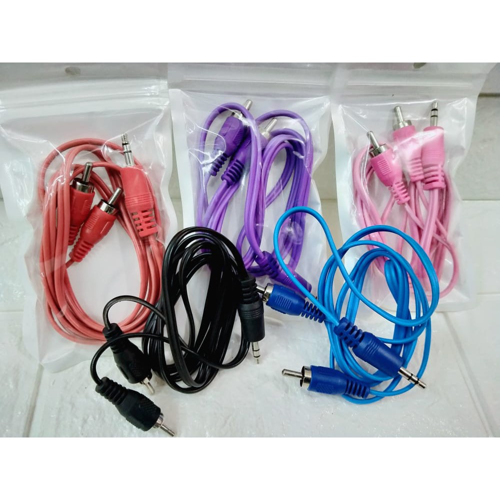 Kabel RCA Audio AUX Panjang 100m 1meter 2in1 Kabel Pemutar Musik Hp Ke- Speaker